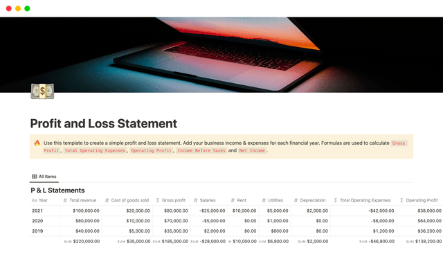 Profit and Loss Statement