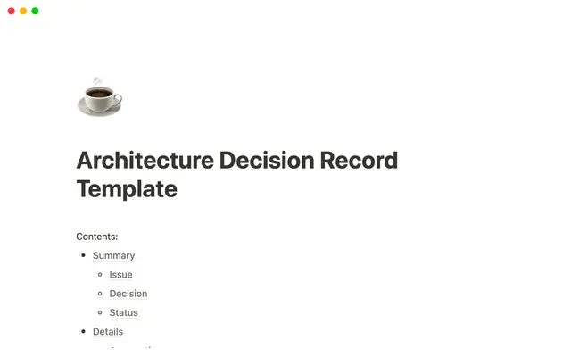 Architecture Decision Record Template