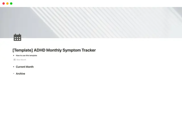ADHD Monthly Symptom Tracker | Symptom Chart