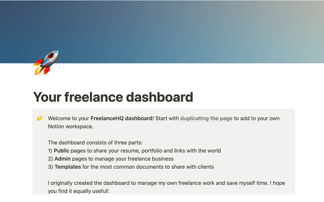 FreelanceHQ dashboard